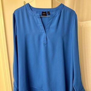 Raffaella shirt long size 3x teal blue